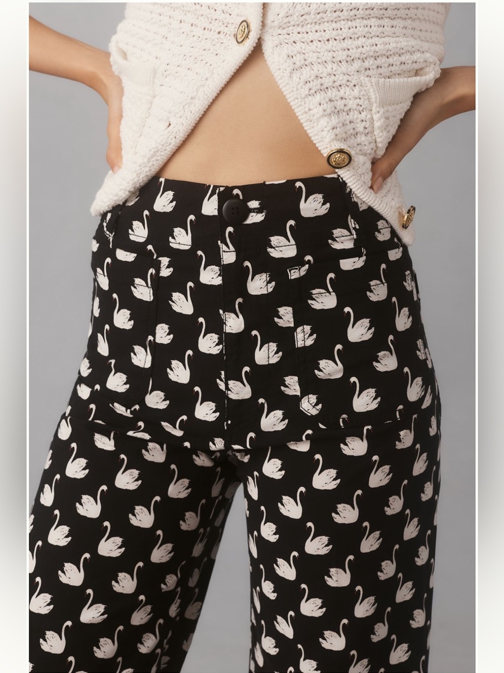 Anthropologie Maeve Colette High Rise Wide Leg Crop Pants in Magic Fabric - Picture 4 of 9